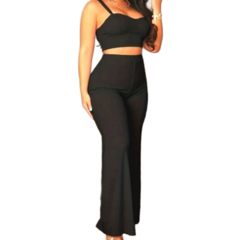 Womens Casual Solid Two-piece Pants Set sz Medium